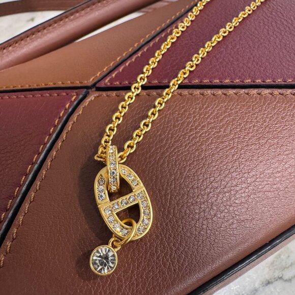 Christian Dior Gold-Tone Pendant Necklace with Crystal Drop - Picture 3 of 7